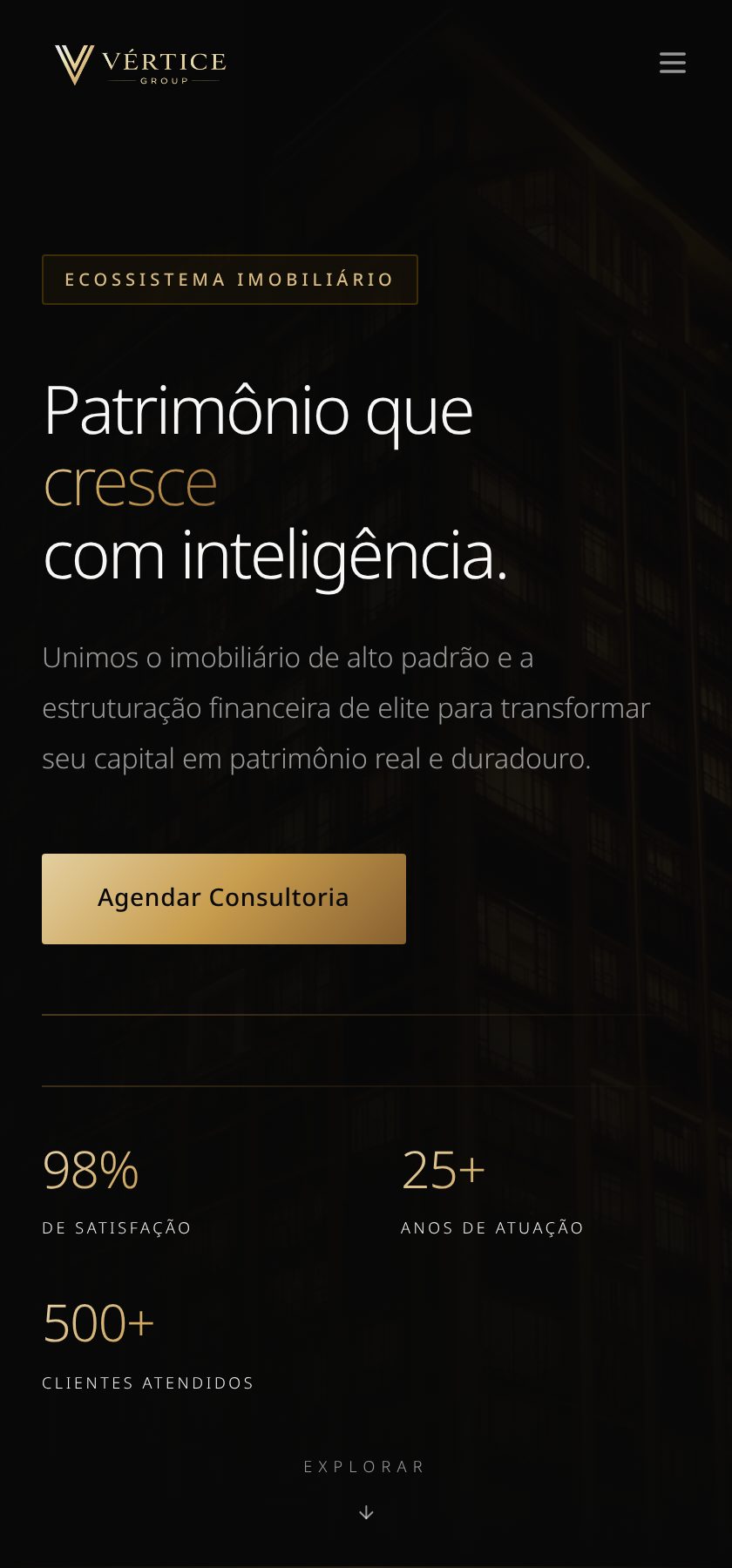 Preview da mesma landing page em um celular